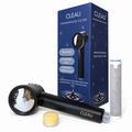 CLEAU Filtered Shower Head Activated Carbon Filter with Collagen + Hyaluronic Acid – Black