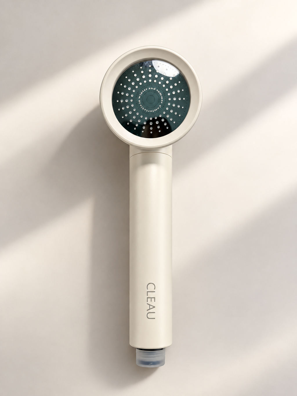 CLEAU Filtered Shower Head Activated Carbon Filter with Collagen + Hyaluronic Acid – White
