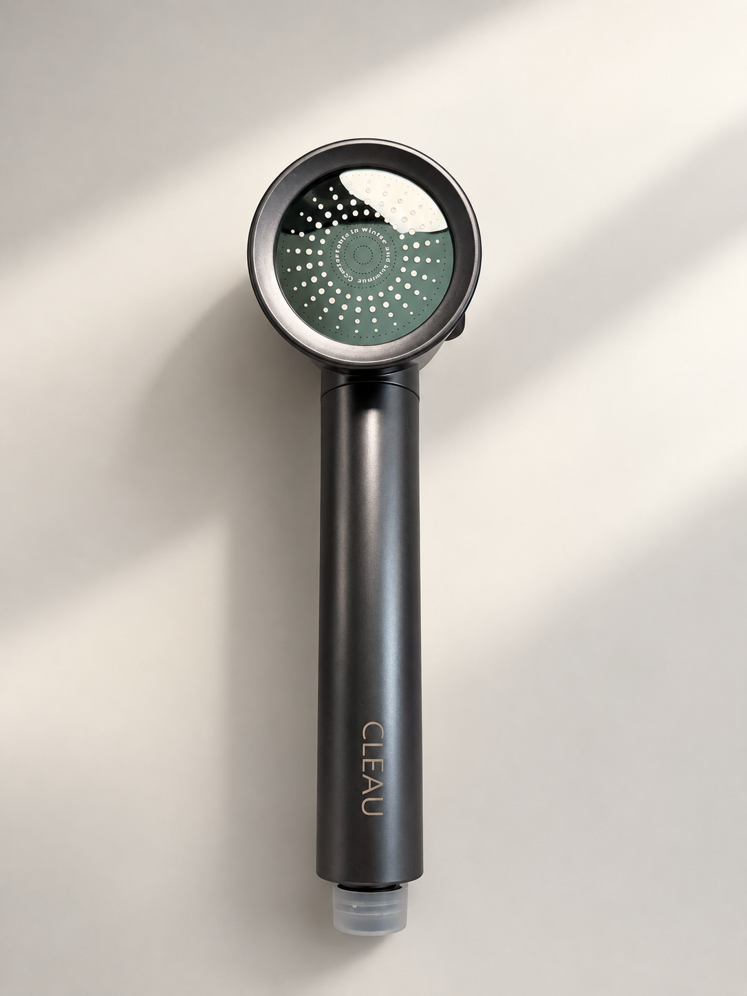 CLEAU Filtered Shower Head Activated Carbon Filter with Collagen + Hyaluronic Acid – Dark Gray