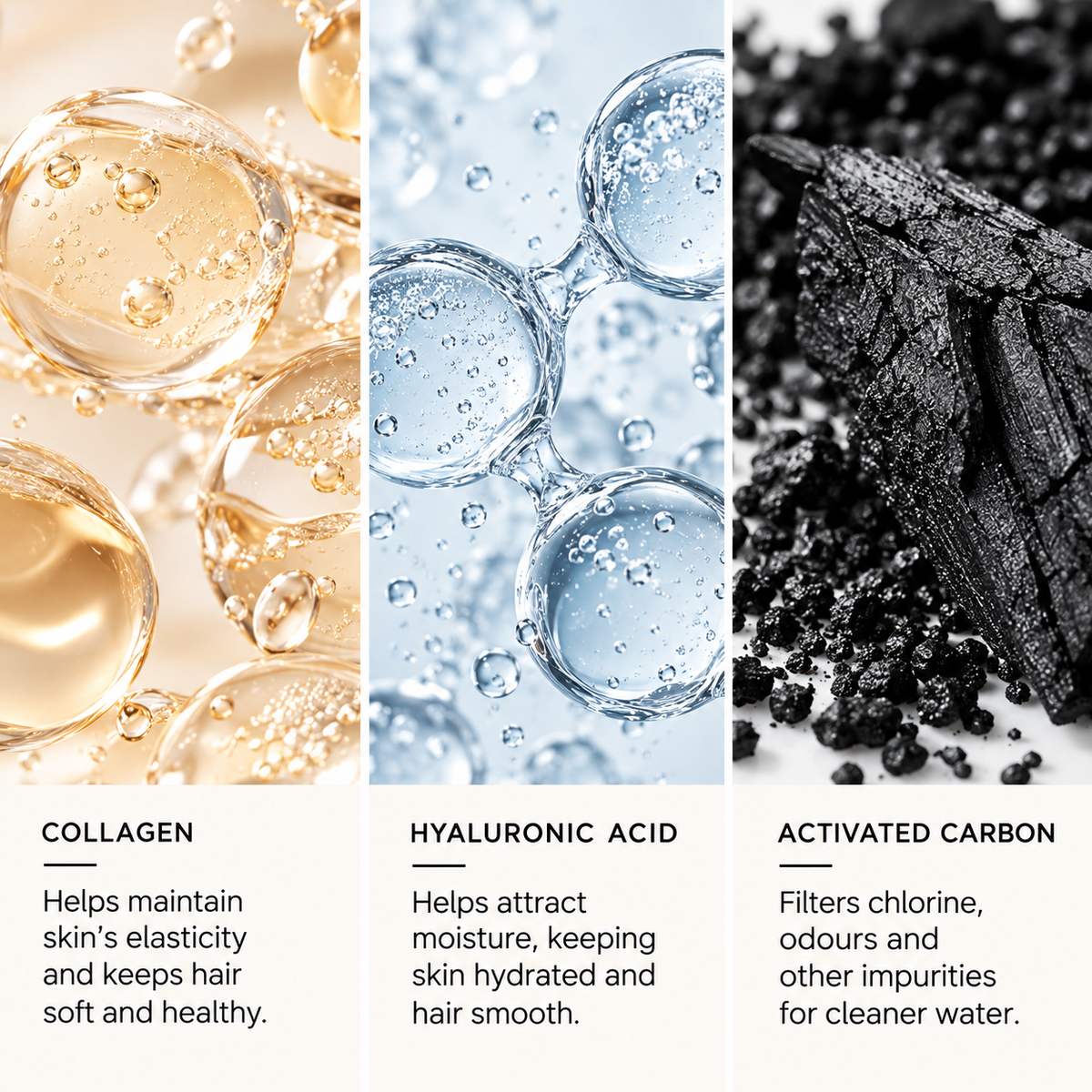 CLEAU Filtered Shower Head Activated Carbon Filter with Collagen + Hyaluronic Acid – Chrome