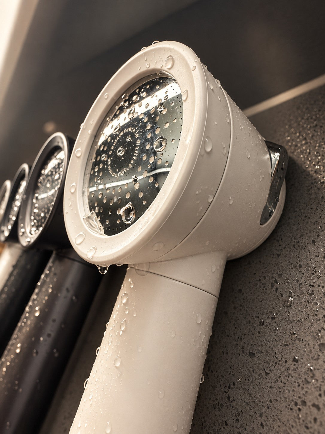CLEAU filtered shower head in use