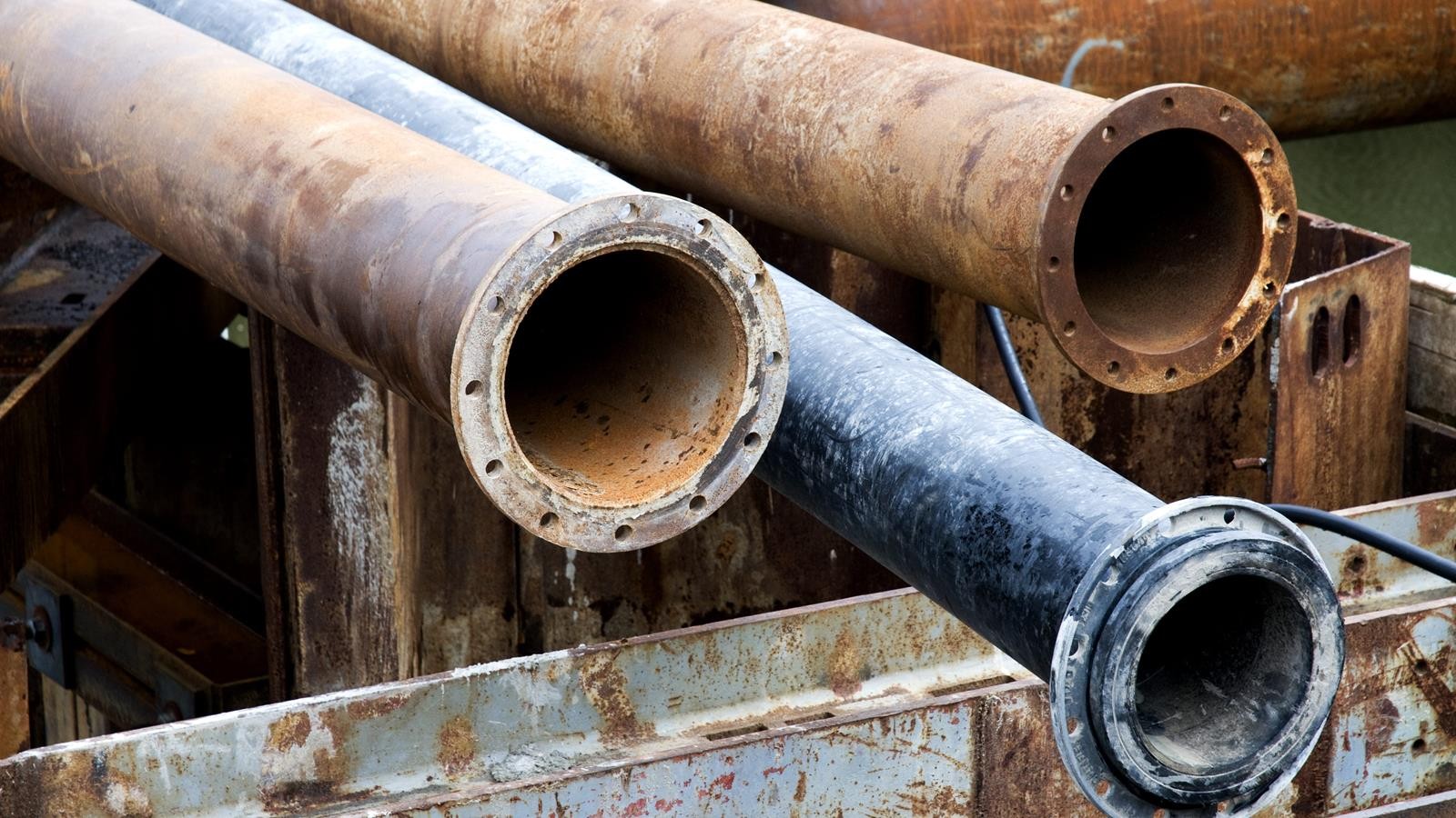 Industrial water pipes representing a building's internal plumbing